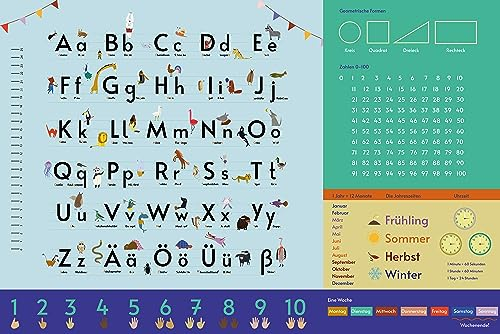 Close Up Kinder Schreibtischunterlage Alphabet 60x40 cm, wasserfest aus strapazierfähigem Vinyl mit einem innenliegenden Polyestermesh