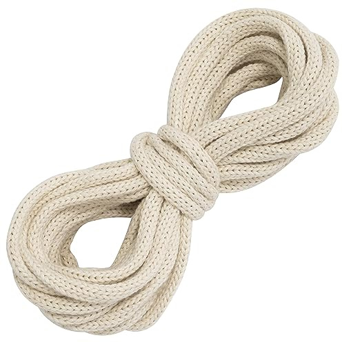 AERZETIX - C67836 - Cordoncino decorativo intrecciato 5 m x 6 mm - in cotone - colore bianco