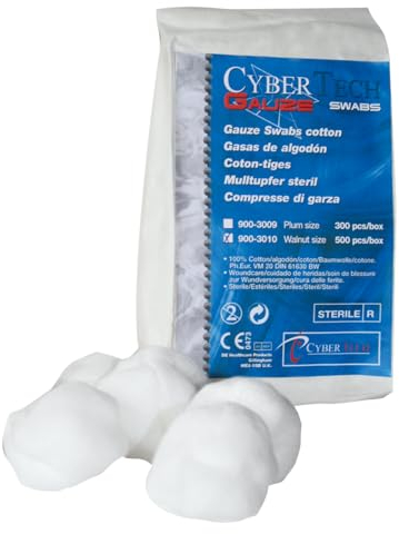 CyberTech – Mulltupfer (500 Stück), sterile Saugtupfer, Wundmaterial zur Blutstillung und Wundreinigung, walnussgroß