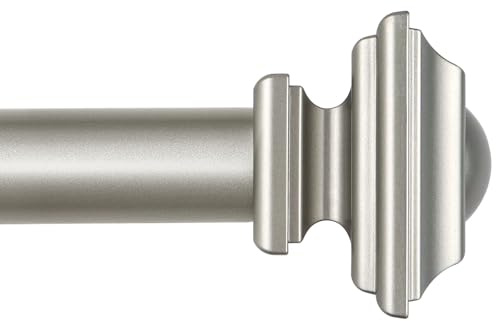 KAMANINA Bastone per tende per finestre, in argento anticato, resistente, lungo 2,5 cm, da 1,7 a 3,7 m, asta decorativa singola per drappeggio, estremità quadrata