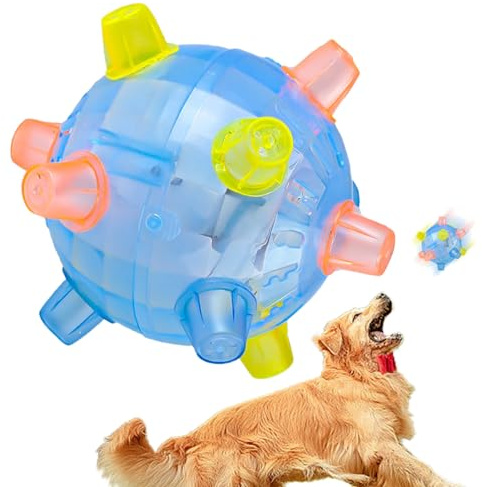 Springender Aktivierungsball für Hunde – springendes Aktivierungs-Hundespielzeug, hüpfende Leuchtbälle für Hunde, Hundeball mit blinkender Beleuchtung, interaktiver Hundespielzeugball mit LED-Lichtern