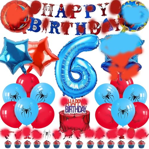 Luftballon Geburtstag Deko 6 Jahre Jungen- Girlande Geburtstagsdeko 6 Jahr Ballon Deko 6. Geburtstag Folienballons Happy Birthday Banner Tortendeko für Kindergeburtstag Party Deko