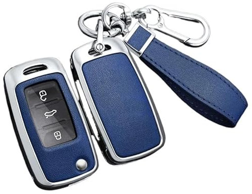 DAVBIR Key Cover Case Alloy Leather Car Key Case Cover For Polo For Golf For Passat For Tiguan For Beetle For Caddy T5 Up For Eos For For Octavia For Seat Car Key Shell (Color : R)
