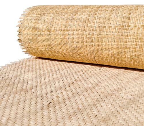 Rollo de Ratán de Caña Rollo de Mimbre Natural, ratan, ratán, 40 x 500cm Rejilla Mimbre Rollo de Malla de Ratán Cruz Tejida de Mano, Ratan Natural por Metros Correa de Caña para Tejida para Sillas