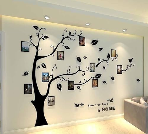 Purekay Wandtattoo Baum 3D DIY Foto Wandsticker Pflanzen Wandaufkleber Groß Kleben Aufkleber Wandbilder für Schlafzimmer Wohnzimmer Kinderzimmer Sofa Hintergrund Wanddeko (Links Schwarz, XL)