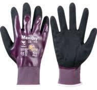 Atg 56-426 MaxiDry® Liquitech Mechanical Hazard Gloves, Black/Purple, Nylon Liner, NBR (Nitrile Butadiene Rubber) Coating, EN388: 2016, 4, 1, 1, 1, A, (12, 11)