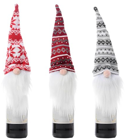 3 Stück Weihnachten Weinflasche Abdeckung,Weihnachtsmann-Flaschenbeutel, Flaschenüberzug, Wiederverwendbare Weinflaschen-Geschenktüte, Dekoration, Weinabdeckung, Tischdekoration für Partyzubehör