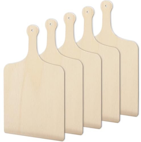 WOPPLXY 5 PCS 12 Inch Pizza Peel, Wood Large Pizza Paddle, Pizza Board Serving Chopping Board Wooden Pizza Peel for Fruits, Cheese, Pizza and Bread