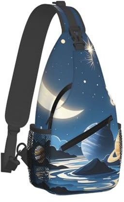 QVUEagriSJ Schultertasche für Herren und Damen, Crossbody-Rucksack, Narzissen-Blumen, Crossbody-Tasche, Brusttasche für Reisen, Sport, Mond, Sterne und Planeten, Einheitsgröße, Sling-Rucksäcke
