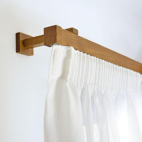 TENDAGGIMANIA Gardinenstange Deckenmontage/Wand Modern aus Holz Made in Italy-Größe 200 CM-FARBE ANPASSBAR- Gardinenstange Holz für den Innenbereich mit integrierter Schiene- ∅ 40 mm
