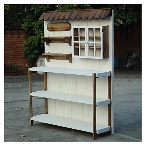 Panca da invasatura, Tavolo da invasatura in Legno per Patio Esterno, con ripiano Aperto a 3 Livelli, Tavolo da Lavoro da Giardino, per Cortile (Colore: Bianco, Dimensioni: 120x33x172 cm)