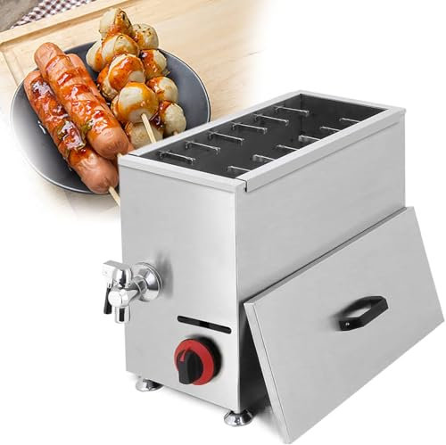 GESAIDES Friteuse Commerciale pour Corn Dogs, 21 L, Machine à Frire pour Bâtonnets de Hot-Dog au Fromage, 12 Crochets, Grande Capacité, Friteuse à Gaz pour Machine à Corn Dogs