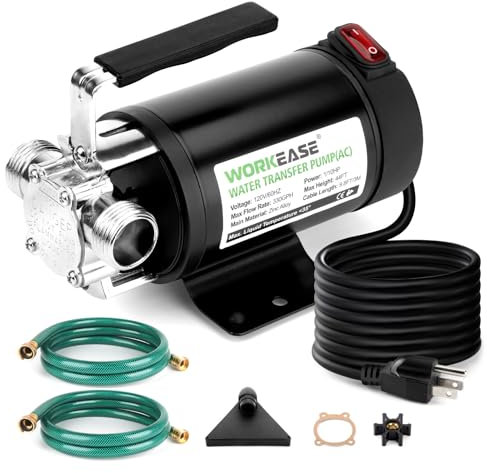 WORKEASE 230V 1/10HP Electric Water Pump with Switch 6ft Water Hoses Kit, Water Pump to Empty Pool Tub and Pool,for Watering and Cleaning