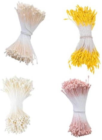 Bestevery 1600 Pièces Pistil D'Étamines, Étamine De Floraux à Double Tête, Double Têtes Fleur Étamine, Perle Fleur Étamines, pour La Fabrication De Floraux, Fête De Bricolage Décoration Artisanale