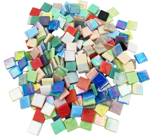 Azulejos de mosaico de jade helado de 500g, piezas cuadradas de mosaico de vidrio de 1,5CM para manualidades artísticas, 250 piezas de azulejos de vidrio de pintura de corte fácil, material de