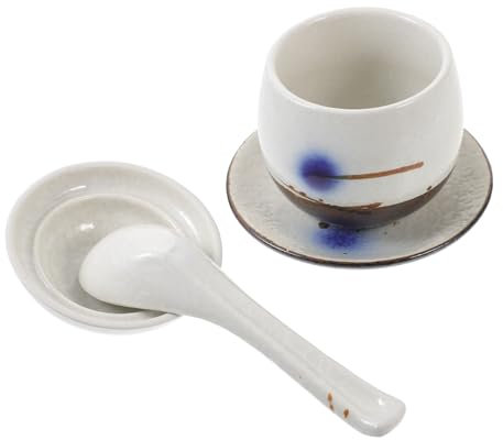 HOLIDYOYO Keramik Eier Dämpfschale Mit Deckel Unterglasur Keramikschale Für Suppe Dämpfen Japanisches Küchengeschirr