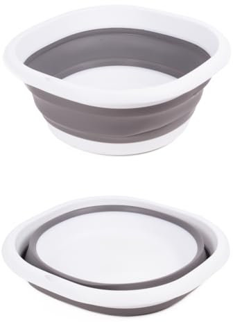 CYNENYC Barreño Plegable de Silicona 10L Gris, Palangana Portátil Multiusos para Cocina, Camping, Limpieza, Lavadora, Cubo para Ropa, Lavabo Multifuncional Compacto y Resistente, Cubeta para Colada.