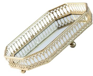 Petit Plateau Miroir, Plateau De Doré | Plateau De De Vanité Décoratif Doré,Petit Organisateur De Comptoir De Plateau De, Plateau De Commode De Chambre À Coucher pour Commode, COM