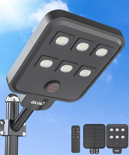 JAYNLT X-8000W Farolas Solares Exteriores, 6500K Potente Farola Solar con Sensor de Movimiento, IP67 Impermeable Foco Solar de Seguridad para Entrada Jardín