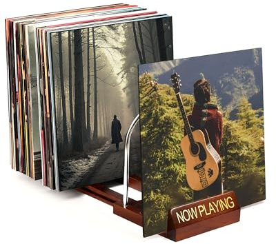 Vosturdy Expandable Vinyl Record Storage, 30-70 LPs Now Playing Record Holder, Wood Vinyl Album Storage Rack for LP Records/Magazines/Music Lovers
