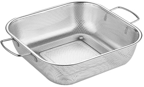 Sink Strainer Basket Rectangle Fine Mesh Stainless Steel Colander with Handles, for Straining, Draining, Rinsing Fruits, Vegetables Kitchen Sink Strainer Basket