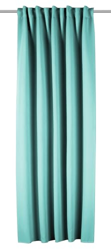Sehlbach Fertiggardine mit Gardinenband, Dimout Uni, Blau, 135 x 245 cm Gardinen, Energiesparend Im Winter, Wärmeabweisend Im Sommer, Einfache Anbringung, Blickdicht, Perfekter Faltenwurf