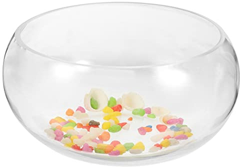HEMOTON Transparente Runde Fischglas Dekoschale mit Aquarium Deko und Farbigen Stabiles Dekorativer Desktop Fischschale für Hydroponik und Wohnraumgestaltung
