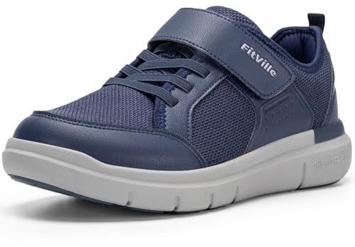 FitVille Wide Diabetic Walking Shoes for Men, Lightweight Non-Slip Breathable Casual Shoes for Swollen Feet for Standing All Day Royal Blue