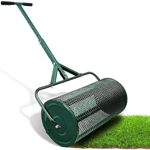 Esparcidor De Abono De 27,5 Pulgadas para Plantar Y Sembrar: Mango Ajustable En Forma De T, Esparcidor De Malla Metálica Liviana, Esparcidor De Turba, para Césped, Jardín
