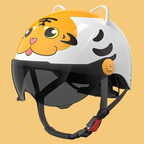 Casco Da Scooter Per Bambini Dai 3 Ai 12 Anni, Casco Da Motociclista Aperto Con Visiera Parasole, Omologato ECE 22.06, Simpatico Casco Da Motociclista Per Bambini F,53-56cm