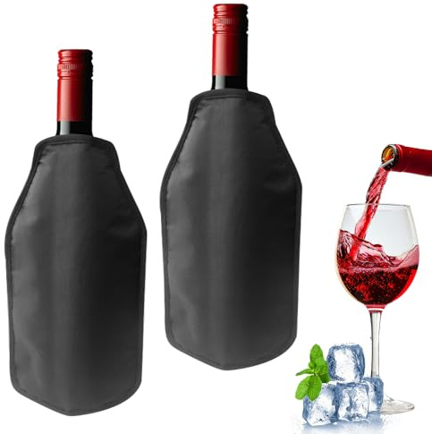 KBIBCK Weinkühler Manschette, 2 Stück Kühlmanschette Wein, Flaschenkühler für unterwegs, Kühlmanschette Sektflasche für Wein, Sekt, Champagner & Flaschen, Tragbar Ideal für Picknick Party Geschenk