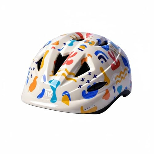 SheerFaring Children Headgear Kids Bike Helmet Skate Helmet Youth Helmet Riding Helmet Molded Half Case With Foam And PC Shell, Beige Graffiti, XS Head Circumference 48-50CM