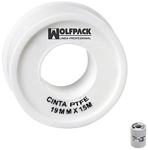 Cinta PTFE Wolfpack 19 mm. x 50 m. Grueso. (Paquete de 5 Rollos)