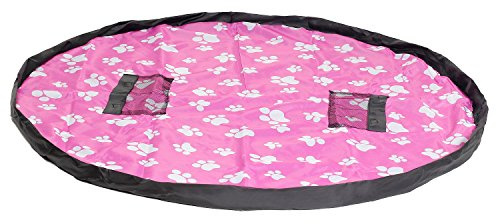 HIMRY hidrófugo 151 cm Estera del juego y juguetes almacenamiento bolsa, XXL alfombra, niños jugar Mat. portátil al aire libre manta actividades alfombra, rojo con huellas, KXD4006 redfootprint