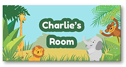 Children's Personalised Name Bedroom Nursery Door Signs - Jungle Design