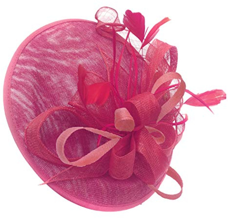 Caprilite Fuchsia and Baby Pink Sinamay Big Disc Saucer Fascinator Hat for Women Weddings Headband