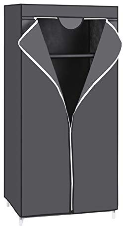 SONGMICS Armoire en Tissu, Penderie Pliante avec Tringle de Suspension, Dressing Simple, Organiseur pour Jouets, Chaussures, Sacs, Salon, Chambre, Vestiaire, 75 x 45 x 160 cm, Gris RYG83GY
