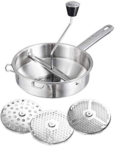 Potato Masher,Strainer Strainer Mill Stainless Steel Rotary Strainer with 3 milling Discs, Dishwasher-Safe, Professional Strainer Grater for Chopping, for Vegetables, Tomato Puree or soups