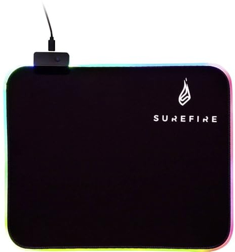 SureFire Silent Flight RGB-320 Gaming Mauspad, 320 mm x 260 mm x 3 mm, RGB Mauspad Gaming, wasserabweisend und rutschfest, Mikrotextur-Stoffoberfläche, Gaming Zubehör, Gaming Unterlage