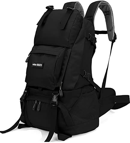 INOXTO - Zaino da trekking da 40 l, con copertura impermeabile per la pioggia, per gli uomini, sport all'aria aperta e viaggi, nero