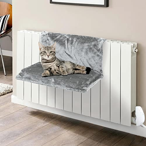 Vinsani® Soft Luxurious Pet Radiator Bed for Cat Kitten Puppy Dogs with Soft Machine Washable Fleece Lined Cover Warm Cosy Hammock Style Radiator Bed - Grey