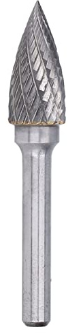 Rotary File Burr 2 Cut Pointed Arc Shape Die Grinder Drill Bit 6mm Shank 2 Groove Pointed Cone Taper Rotary Burr for Woodworking Drilling Metal Carving