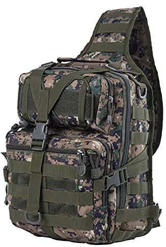 QIYUANT Militär Brusttasche Taktisch Sling Rucksack Molle Schultertasche 800D Wasserdicht Nylon Groß Umhängetasche Outdoor Crossbody Tasche für Wandern Radfahren Trekking Angeln - Dschungel Digital