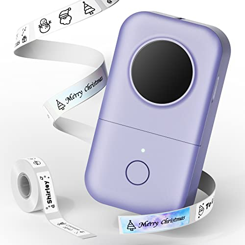 Phomemo D30 Etikettiergerät, Bluetooth Etikettendrucker Tragbarer Beschriftungsgerät Selbstklebend Kompatibel mit iOS Android, Mini Label Printer für Zuhause, Küche, Büro - Violett