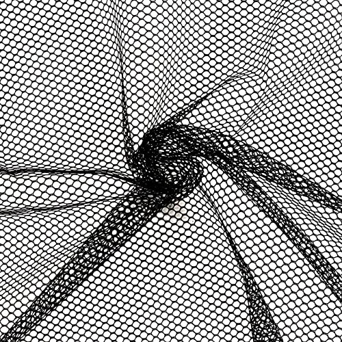 FSWCCK Black Mesh Fabric, 62 x 59 Inch Soft Mesh Netting Slightly Stretchy for Shopping Bag, Backpack Pocket and Straps and Netting Clothes (Black)