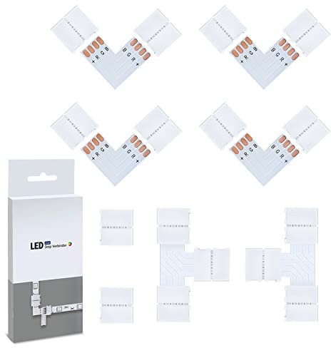 LED Eckverbinder, L- Form und T- Form LED Strip Schnellverbinder, 10mm 4 Polig RGB 5050 LED Streifen Verbinder Ecke, Lichtstreifen Steckverbinder.