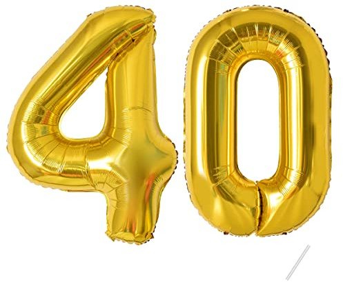 Siffror, luftballong 40 år | guldfolieballong 40 tum – 101 cm 40, födelsedagsdekoration – 40, ballong, siffror, dekoration för födelsedag, flyger med helium 40. Födelsedag för män och kvinnor 40