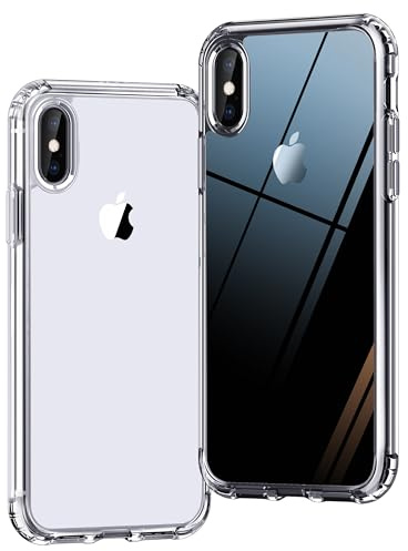 Ones Coque Transparente HD Rigide Fine iPhone XS/X『Antichoc Airbag』『Bord Élevé Protege Caméra Écran』[Anti-Jaunissement] [Antidérapant], PC + TPU Hybrid Protection Silicone Cas pour Apple 5,8