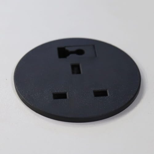 kenable Office Desk Grommet 60mm with UK Mains Power Socket and Cable Feed 2m Black