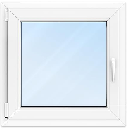 FENSTERVERSAND - Kunststofffenster Weiß - zu öffnendes Fenster 80x80 Kunststoff mit Griff, Dreh- & Kippfenster, 2-fach Verglasung, Klarglas - DIN links - BxH: 800x800 mm, 70 mm Profil